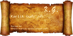 Karlik Győző névjegykártya